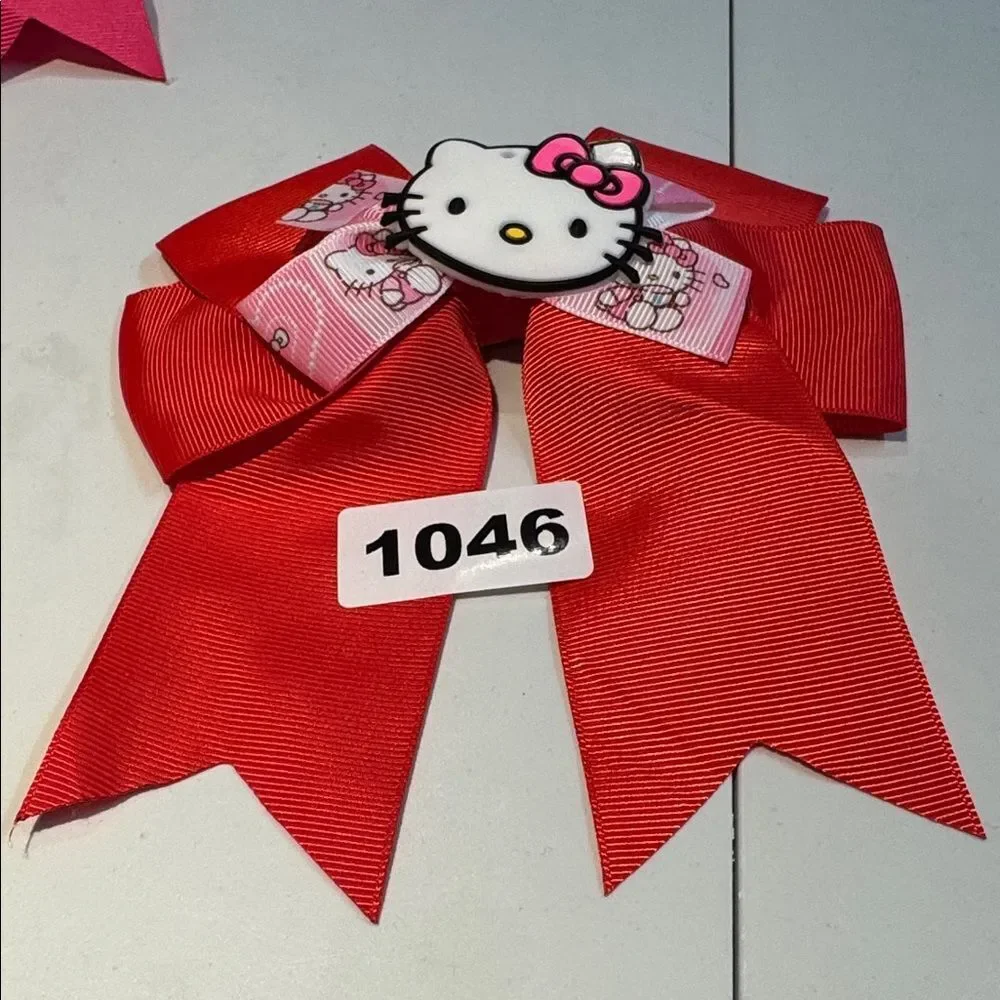 1046 Red Color Hello Kitty Aligator‎ Clip Hair Bow